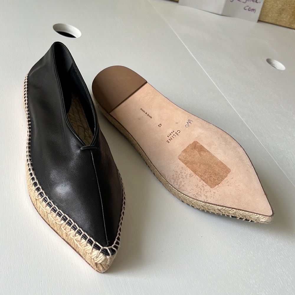 Celine made in Italy soft Italian leather 10M(40) pointed toe espadrilles flats - Picture 3 of 16